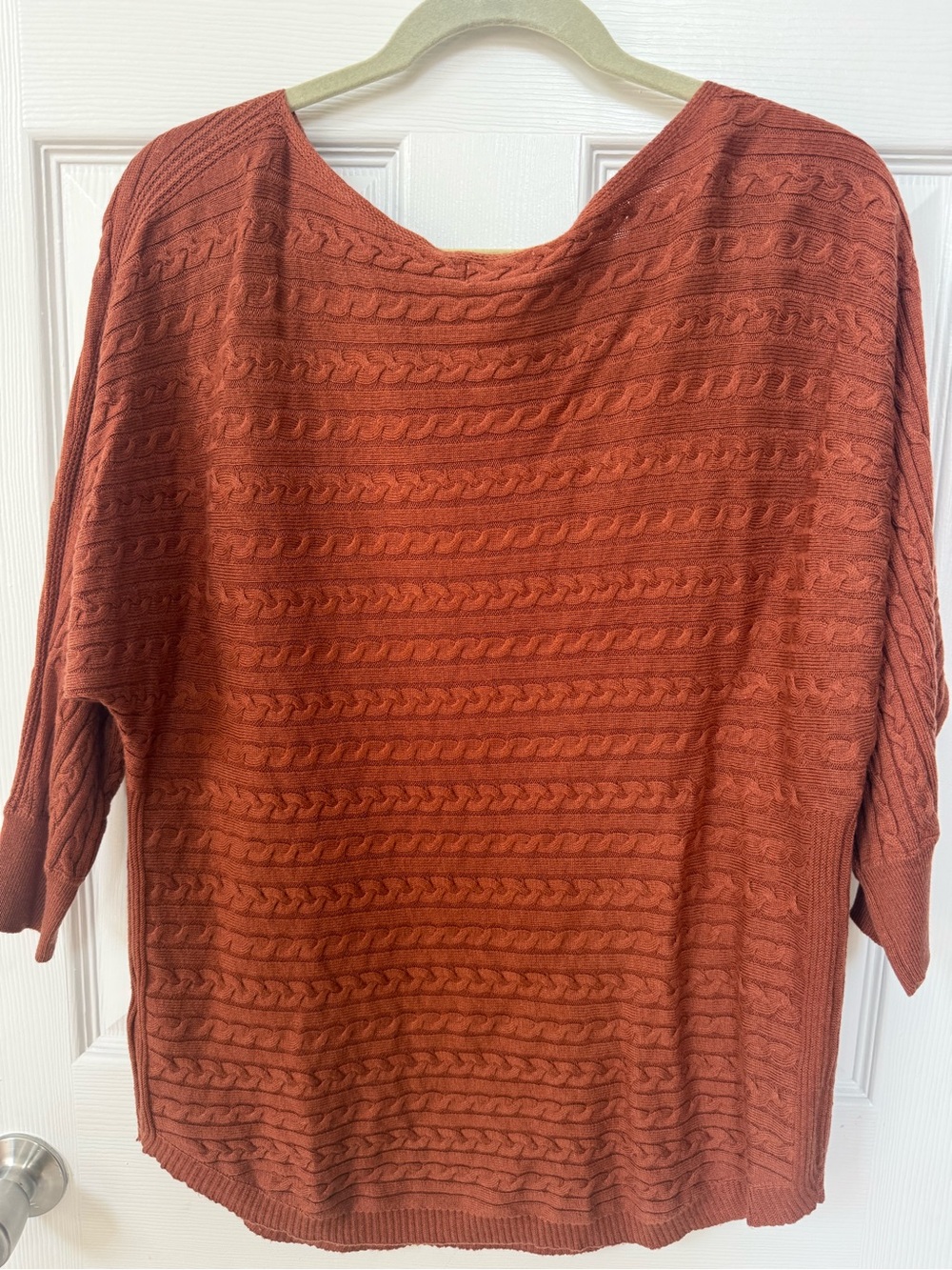 Women’s Cable Knit Sweater - Rust Orange - Picture 6 of 8